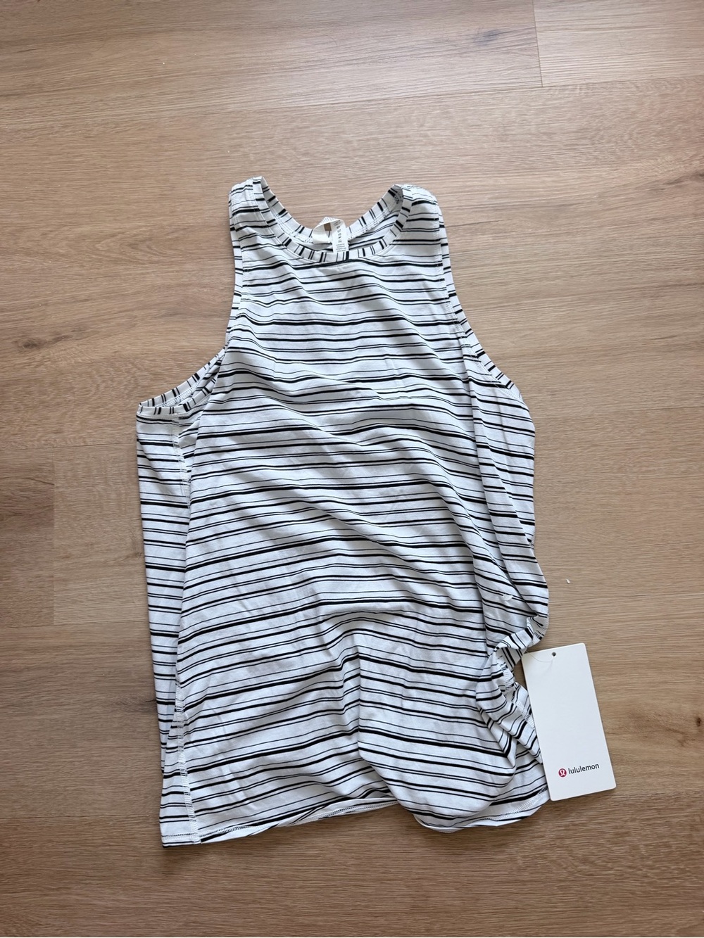 Lululemon - Striped White & Black All Tied Up Tank